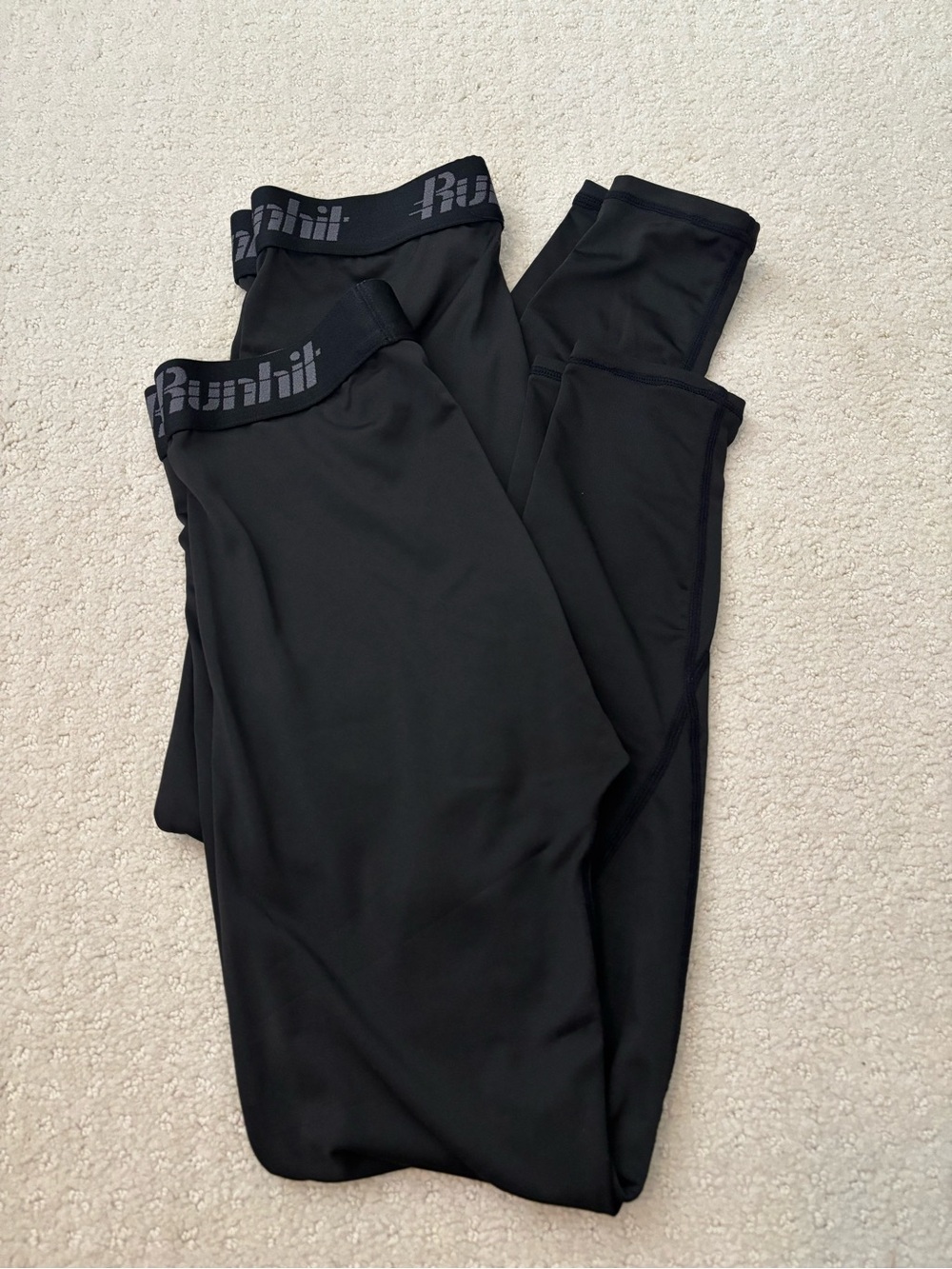Runhil Youth Black Performance Athletic Sports Active Leggings 2 Pack Small